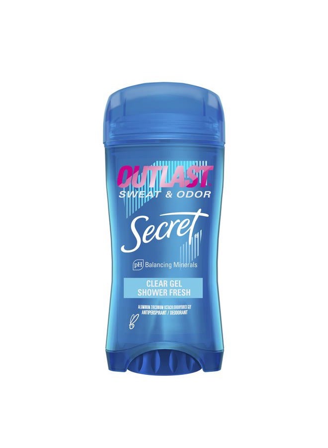 Secret Outlast Antiperspirant Deodorant for Women, 72hr Sweat & Odor Protection, PH Balancing Minerals, Clear Gel, Shower Fresh Scent, 2.6 oz - Image 1