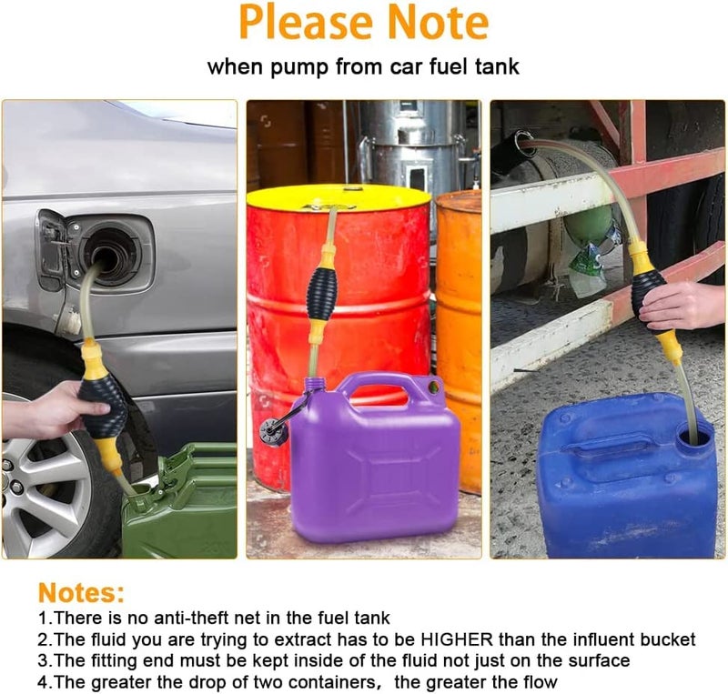 PLENARO Fuel Delivery Pump Fuel Line, Manual Suction Pump Special Pipe, Gasoline Siphon Hose Pump, with PVC Delivery, Used for Gasoline, Diesel, Liquid Water, Fish Tank, Total 2M Hose - Image 5