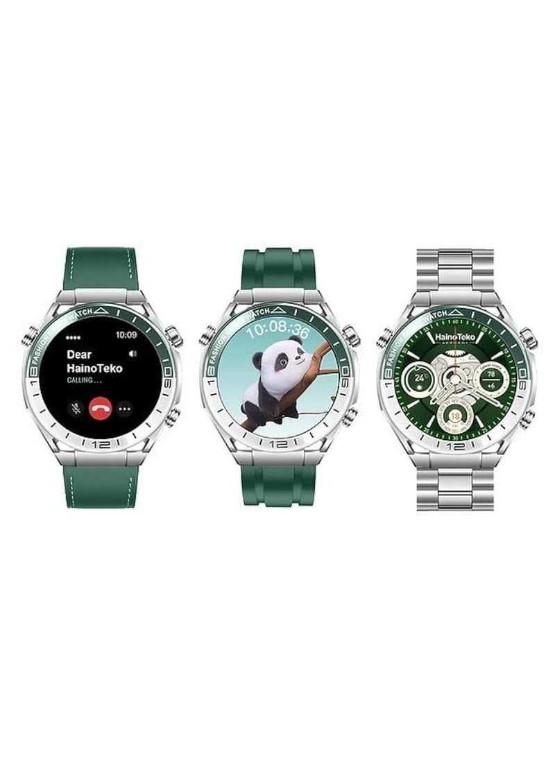 HainoTeko RW-67 Ultimate Smart Watch – 1.43" AMOLED Display, Bluetooth Calling, 3 Interchangeable Straps, Health Monitoring, Sports Modes, and Long Battery Life – Silver - Image 4