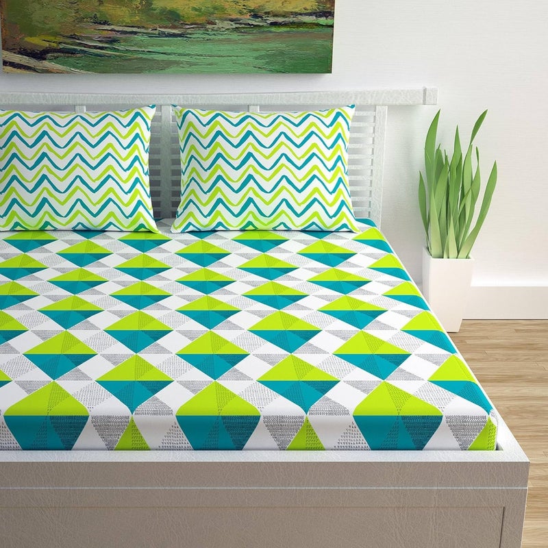 ABHACLOTHO 144 TC 100 Cotton Double Bed SizeQueen Size Bed Printed Flat Bedsheet with 2 Pillow Covers Pack of 1 Popularly Known as 90x100 Bed Sheet Double Bed Cotton  - Image 2