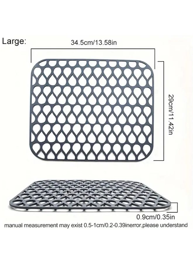 Black Silicone Sink Protector Mat Heat Resistant Non Slip Easy Clean Drain Cover - Image 3
