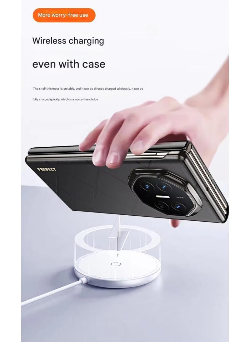 اووكاي متوافق مع هاتف هواوي ميت إكس تي، مع نافذة ذكية، جراب جلدي فاخر خفيف الوزن، يدعم الشحن اللاسلكي (أسود) - Image 4