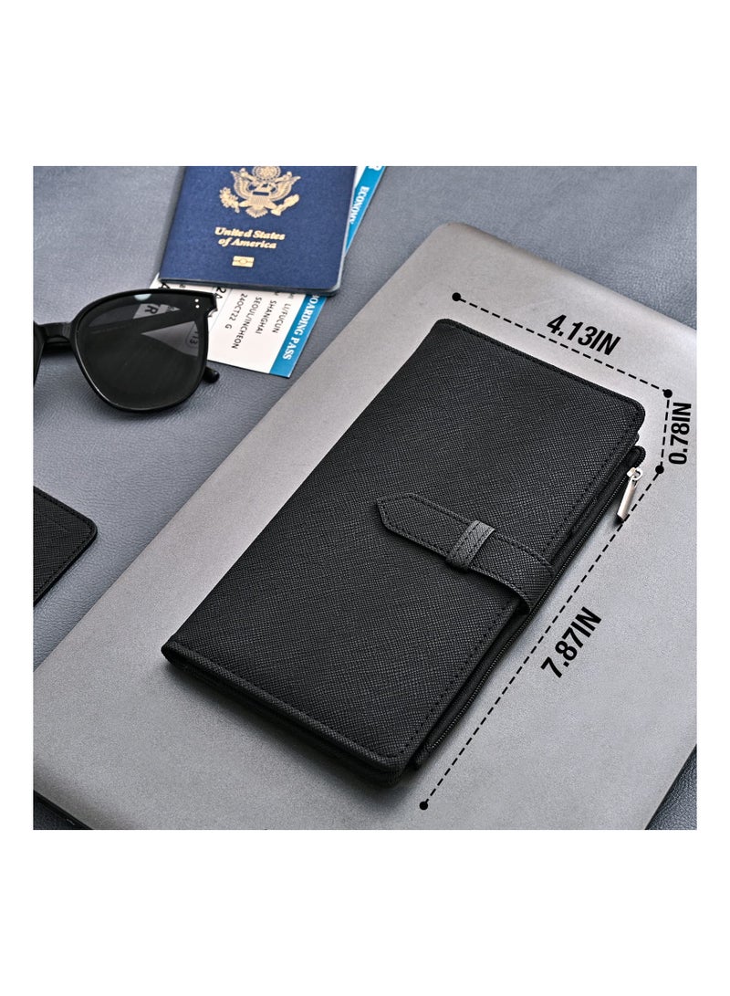 SOLARAE Passport Holder and Travel Wallet, Travel Document Organizer Credit Card Clutch Bag for Men Women, Multi-purpose Passport Wallet for Women/Man (Black) - Image 4