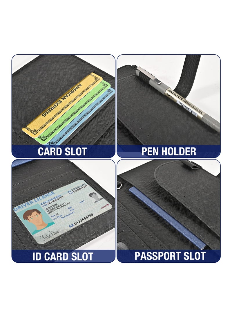 SOLARAE Passport Holder and Travel Wallet, Travel Document Organizer Credit Card Clutch Bag for Men Women, Multi-purpose Passport Wallet for Women/Man (Black) - Image 5