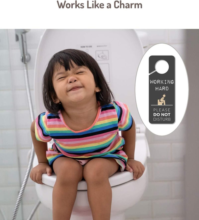 Fun-Plus Occupied Sign for Bathroom Door, 2 Pack (Printed on Both Sides), 9.3x3.5 PVC Plastic, Funny Popping Doorhanger Do Not Disturb Sign, Gag Gift for men, Husband and Boyfriend - Image 4