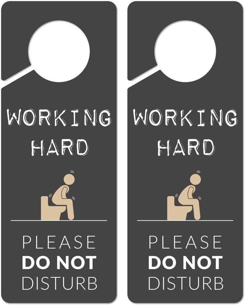 Fun-Plus Occupied Sign for Bathroom Door, 2 Pack (Printed on Both Sides), 9.3x3.5 PVC Plastic, Funny Popping Doorhanger Do Not Disturb Sign, Gag Gift for men, Husband and Boyfriend - Image 1