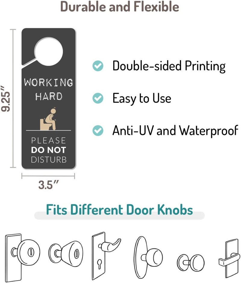 Fun-Plus Occupied Sign for Bathroom Door, 2 Pack (Printed on Both Sides), 9.3x3.5 PVC Plastic, Funny Popping Doorhanger Do Not Disturb Sign, Gag Gift for men, Husband and Boyfriend - Image 2
