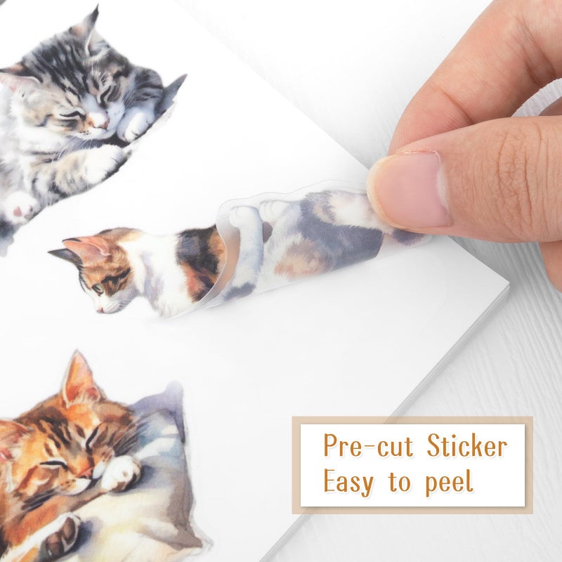 Dizdkizd Coffee and Pet Journaling Stickers for Women, 184 Die Cuts PET and Paper Scrapbook Sticker Kit, Cute Cats and Girl Sticker for Bullet Journals, Planners, Collage - Image 4