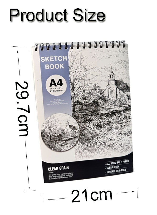 GBQ 2PCS Sketchbook A4(21*29.7cm) Contains 30Sheets/Book, A Total Of 60Sheets Sketchbooks Spiral Bound Hardcover Art Books - Image 2