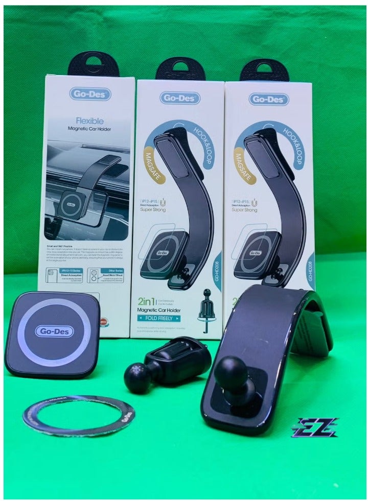 ELTRAZONE Magnetic MagSafe Compatible Bendable Curved Flat Floor Car Phone Holder – Flexible, Secure Mount for iPhones - Image 2