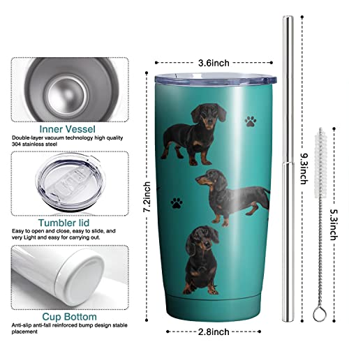 Subvise Dachshund Dog Tumbler Stainless Steel Insulated Travel Coffee Cups with Lid and Straw,Ideal Memorial Gift for Dog Dad/Mom,20oz - Image 5