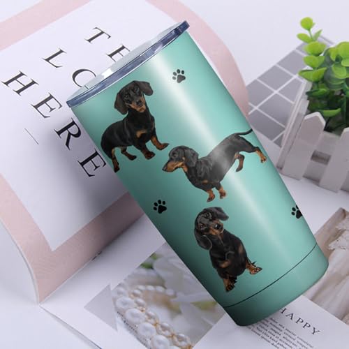 Subvise Dachshund Dog Tumbler Stainless Steel Insulated Travel Coffee Cups with Lid and Straw,Ideal Memorial Gift for Dog Dad/Mom,20oz - Image 2