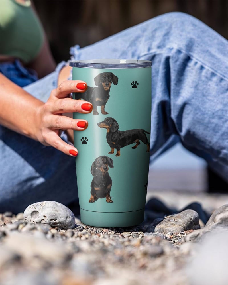 Subvise Dachshund Dog Tumbler Stainless Steel Insulated Travel Coffee Cups with Lid and Straw,Ideal Memorial Gift for Dog Dad/Mom,20oz - Image 3