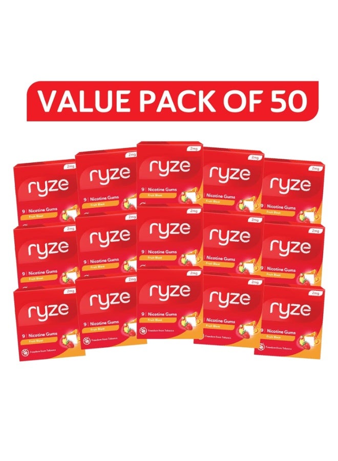 رايز علكة رايز بنكهة الفواكه المنعشة ٢ جم | عبوة من ٥٠ قطعة (٥٤٠ علكة) | التخلص من التدخين والتبغ | لطيفة على الحلق | خالية من السكر | تبييض الأسنان - Image 2