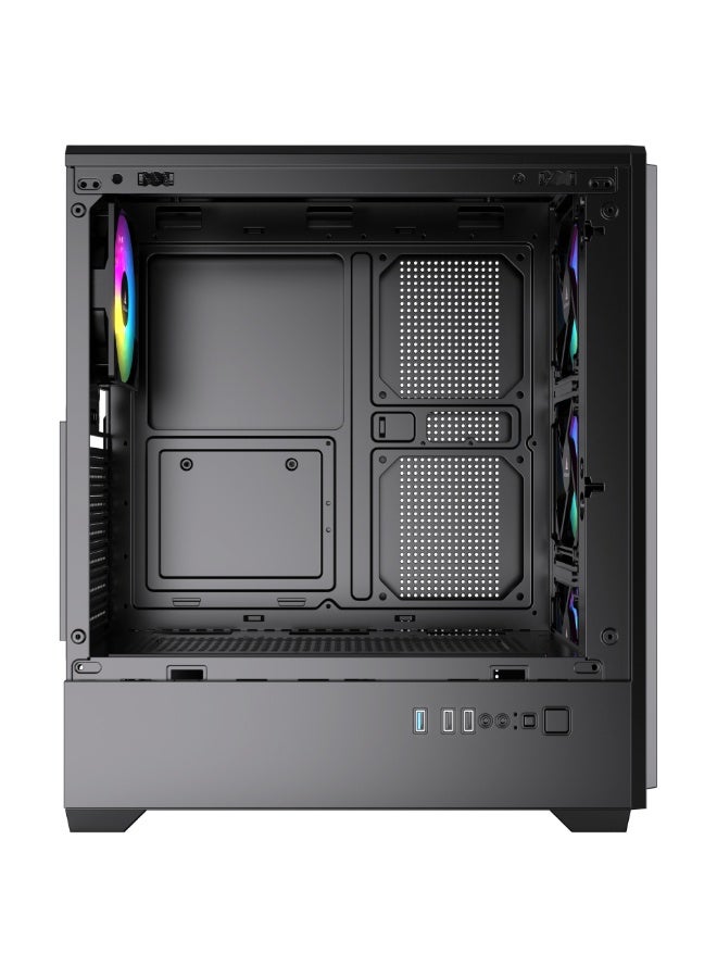 Acegeek‎ Qube ATX PC Gaming Case, E-ATX/ATX/M-ATX/ITX Motherboard Support, 330mm GPU Clearance, 170mm CPU Cooler Clearance, Top 240mm Radiator Support, Front/Side/Bottom Airflow, 6 PCIe Slots, USB 3.0 + 2× USB 2.0, Tempered Glass Gaming PC Case, Black | AG-QUBE-BK-4F - Image 5