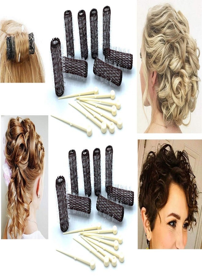 ALAZCO Vintage Style Hair Roller Set: 32 Pc Mini Small Brush Rollers & Pins Mesh Hair Curlers With Bristles - 2"x 1/2" Flexible Locking Pins - Short & Kids' Hair - Image 3