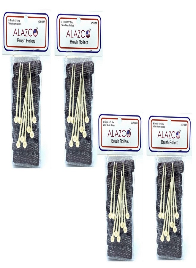 ALAZCO Vintage Style Hair Roller Set: 32 Pc Mini Small Brush Rollers & Pins Mesh Hair Curlers With Bristles - 2"x 1/2" Flexible Locking Pins - Short & Kids' Hair - Image 5