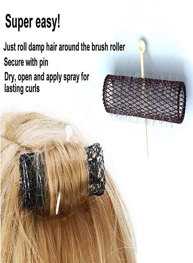 ALAZCO Vintage Style Hair Roller Set: 32 Pc Mini Small Brush Rollers & Pins Mesh Hair Curlers With Bristles - 2"x 1/2" Flexible Locking Pins - Short & Kids' Hair - Image 4