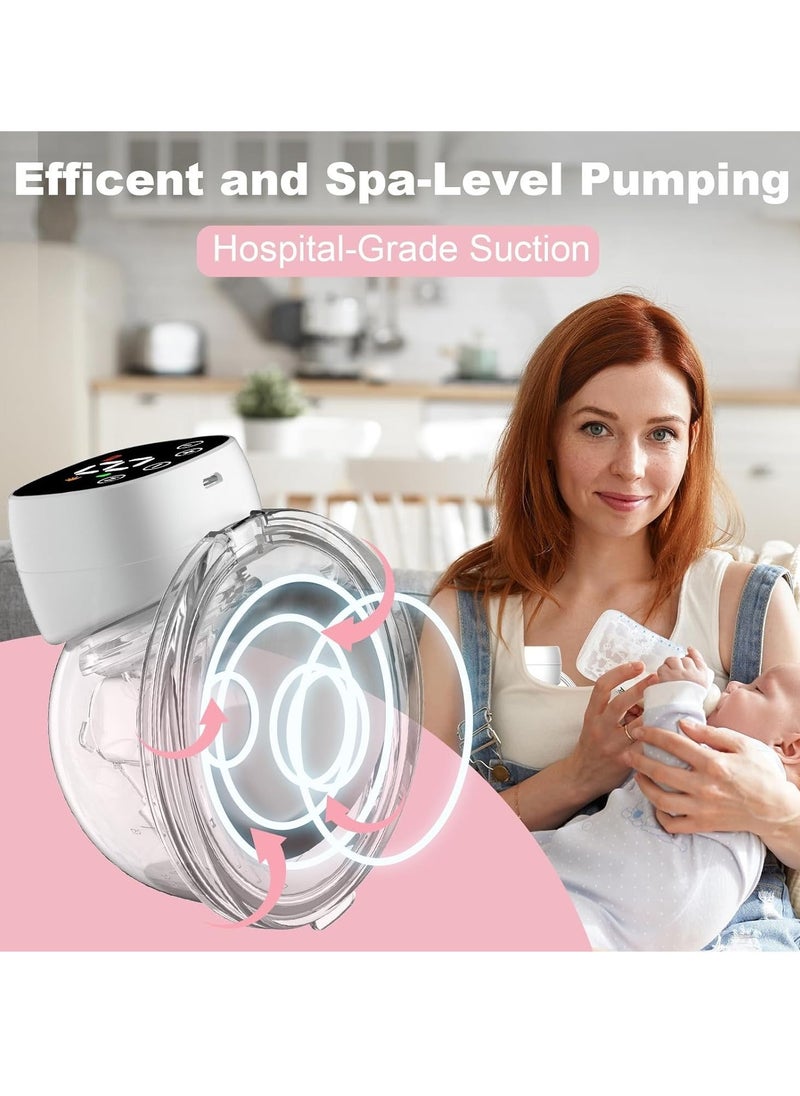 Upgraded Hands Free Breast Pump, Portable, Longer Battery Life, 3 Modes & 9 Levels, Low Noise, 24mm , LED Display - 1 Pack White  - Image 2