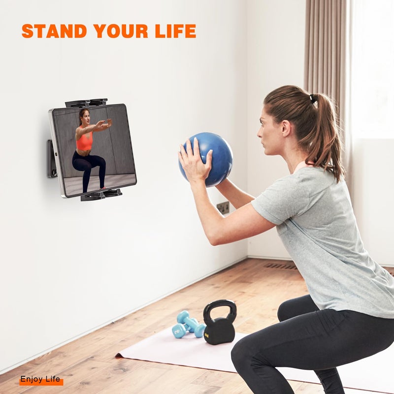 JUBOR Tablet Wall Mount, 360Â° Rotation Tablet Holder Stand, Sturdy Metal Base, Kitchen Wall Mount Compatible with iPad/iPhone/All 4.7-12.9 Inch Devices - Image 5