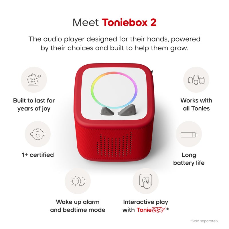 Tonies Toniebox 2 Audio Player Disney Bundle For Kids 3+ With Lightning Mcqueen  Simba  Winnie The Pooh  And Baloo - Sunset Red - Image 4