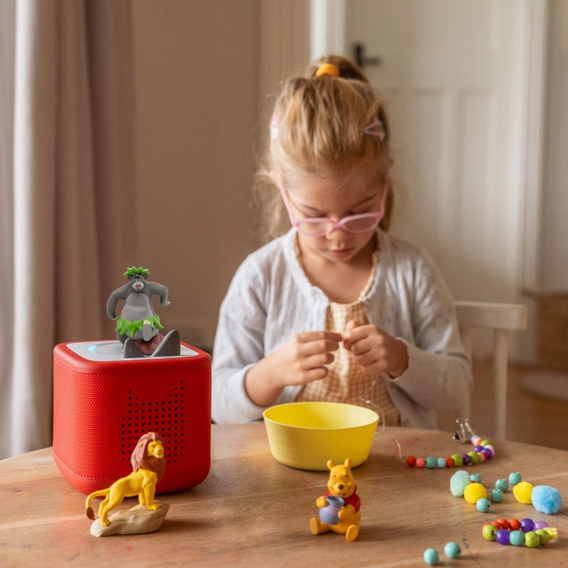 Tonies Toniebox 2 Audio Player Disney Bundle For Kids 3+ With Lightning Mcqueen  Simba  Winnie The Pooh  And Baloo - Sunset Red - Image 2