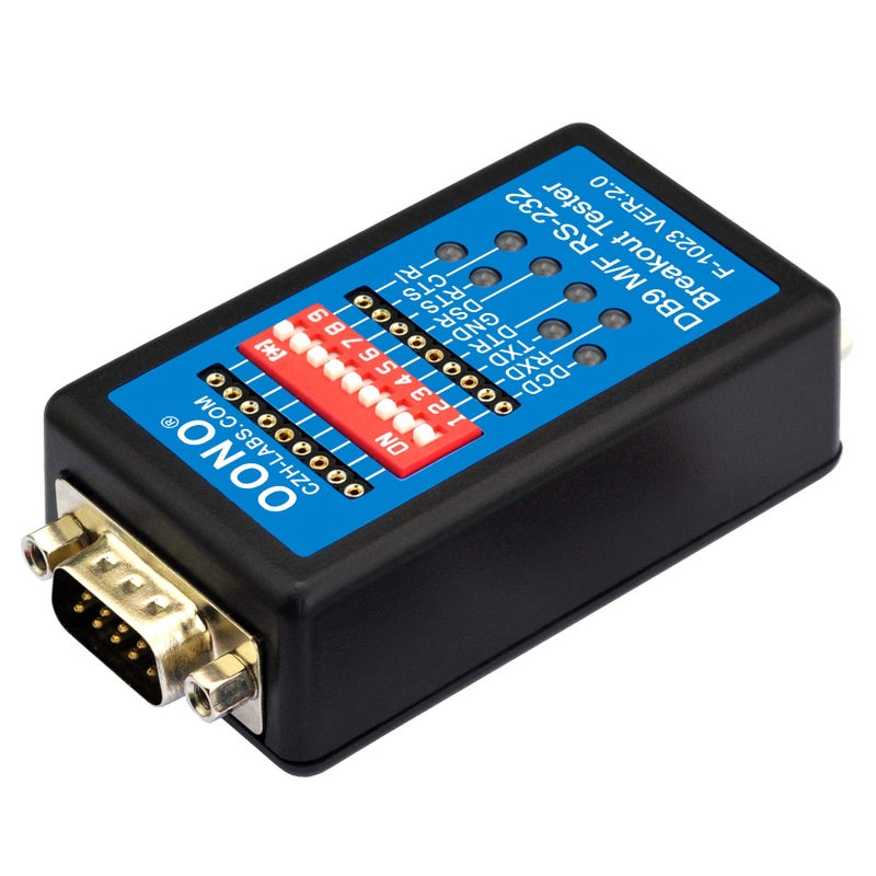 OONO RS232 Breakout Tester LED Monitor, DB9 Male to Female Breakout Module - Image 2