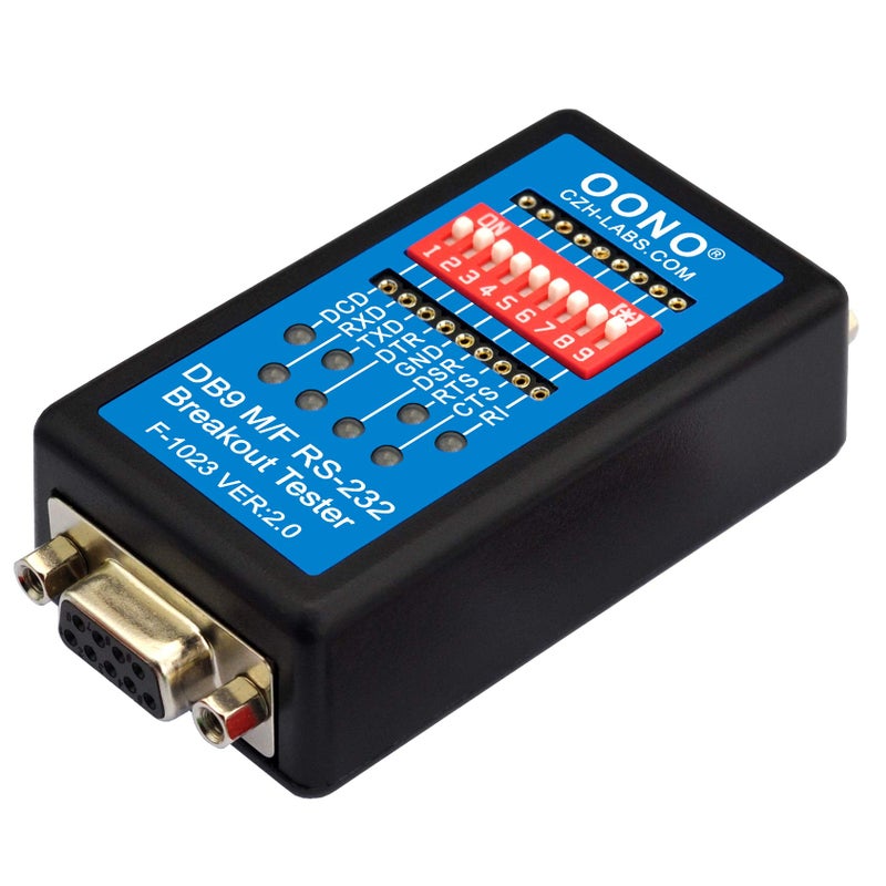 OONO RS232 Breakout Tester LED Monitor, DB9 Male to Female Breakout Module - Image 3
