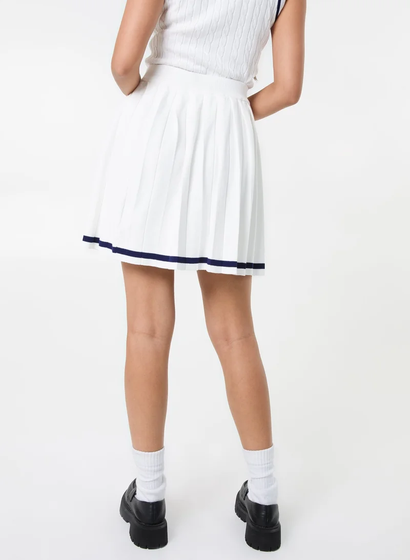 Pink Vanilla Pleated Mini Skirt With Contrast Binding