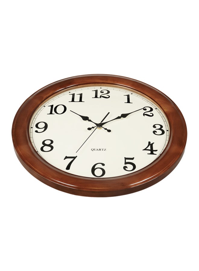 Hense Solid Wood Wall Clock, Living Room Hanging Clock, Home Wall Clock, Simple Quartz Clock, Hw25, Brown, 18 Inches, 45cm - Image 5