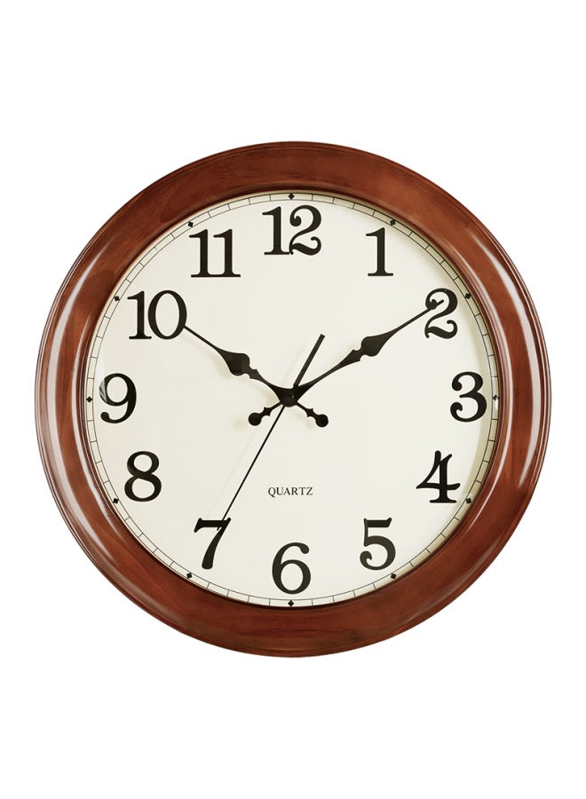 Hense Solid Wood Wall Clock, Living Room Hanging Clock, Home Wall Clock, Simple Quartz Clock, Hw25, Brown, 18 Inches, 45cm - Image 1