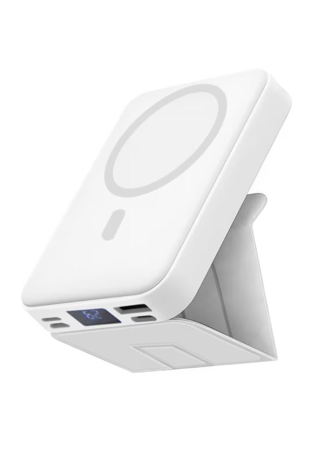 دريمزون بنك طاقة لاسلكي MagSafe بسعة 10000 مللي أمبير في الساعة لهاتف iPhone 14/13/12 - شاحن مغناطيسي محمول مع شحن لاسلكي سريع، مدخل/مخرج USB-C، تصميم نحيف وخفيف الوزن - بطارية احتياطية سهلة السفر - أبيض - Image 3