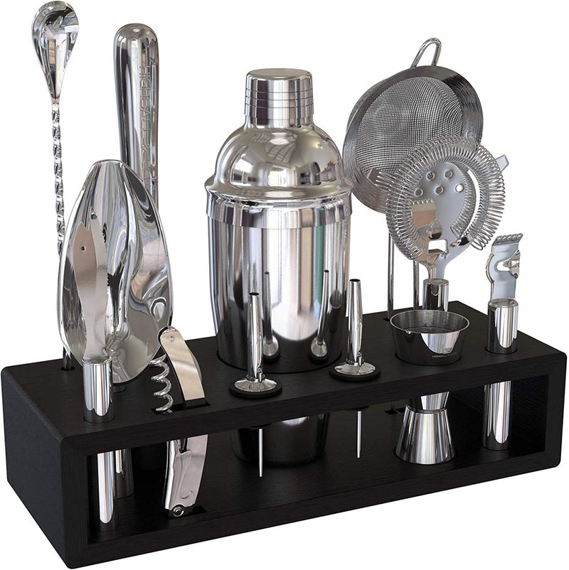 Highball  Chaser Highball & Chaser 13-Piece Cobbler Cocktail Shaker Set Stainless Steel Mixology Bartender Kit With Stand For Home Bar Cocktail Set | Laser Engraved Cocktail Tools | Plus Ebook with 30 Cocktail Recipes - Image 1