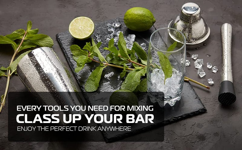 Highball  Chaser Highball & Chaser 13-Piece Cobbler Cocktail Shaker Set Stainless Steel Mixology Bartender Kit With Stand For Home Bar Cocktail Set | Laser Engraved Cocktail Tools | Plus Ebook with 30 Cocktail Recipes - Image 5