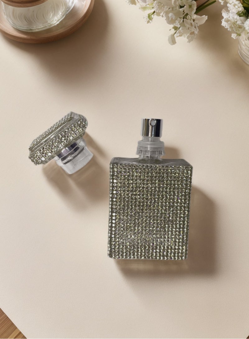 Elegant 30 ml Silver Crystal Refillable Perfume Atomizer – Leak‑Proof Diamond Glass Spray Bottle for Travel, Gifts & Home Fragrance - Image 1