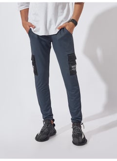 Maniac Mens Printed 95% Polyester 5% Lycra French Terry fabric Dark Grey and Black Slim Fit Cargo pant  - Image 2