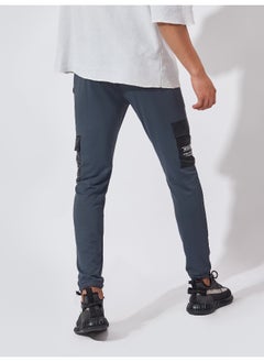 Maniac Mens Printed 95% Polyester 5% Lycra French Terry fabric Dark Grey and Black Slim Fit Cargo pant  - Image 3