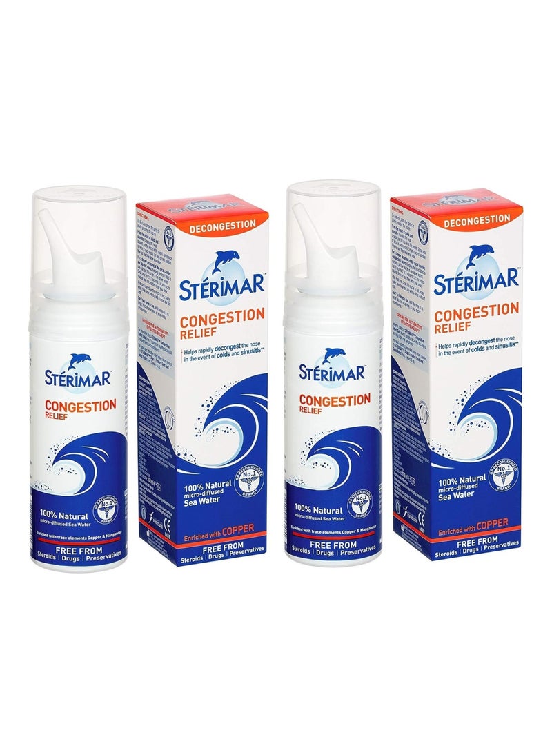 sterimar Nasal Spray - Congestion Relief - Natural Sea Water With Copper & Magnesium - 100Ml - Pack Of 2 - Image 1