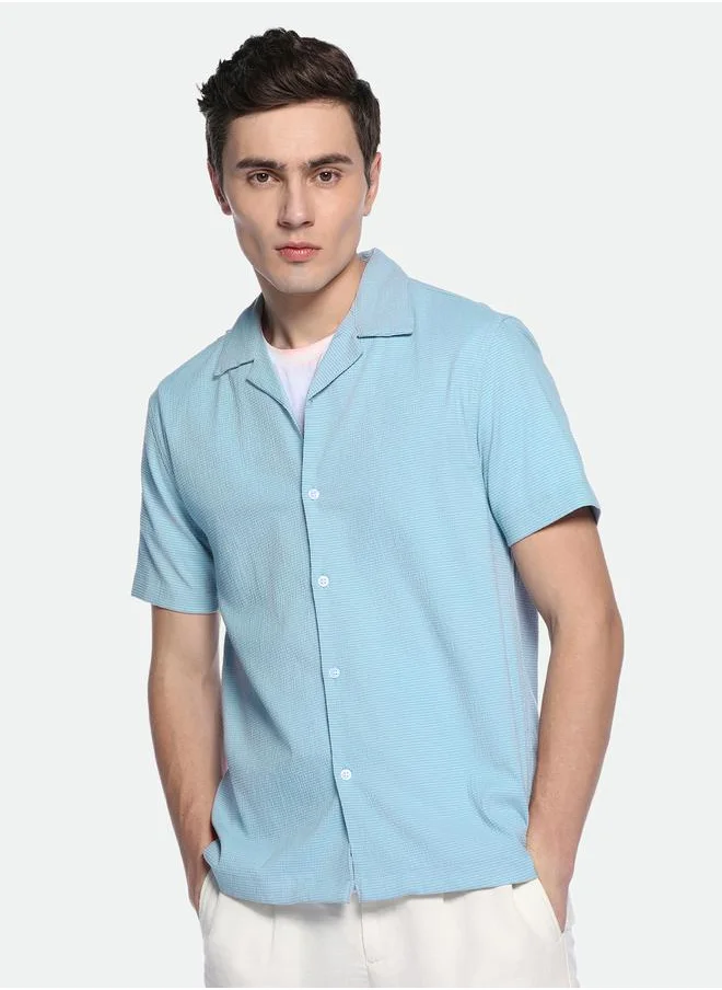 دينيس لينغو Textured Casual Shirt with Buttons by Styli