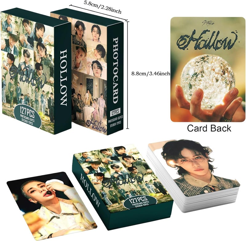 PYAJUU Stray Kids HOLLOW Album Photocards 127 PCS KPOP Giant Photo Card Set Stray Kids Merch Boys and Girls Card Set 55 PCS Photocard and 40 PCS Stickers - Image 4