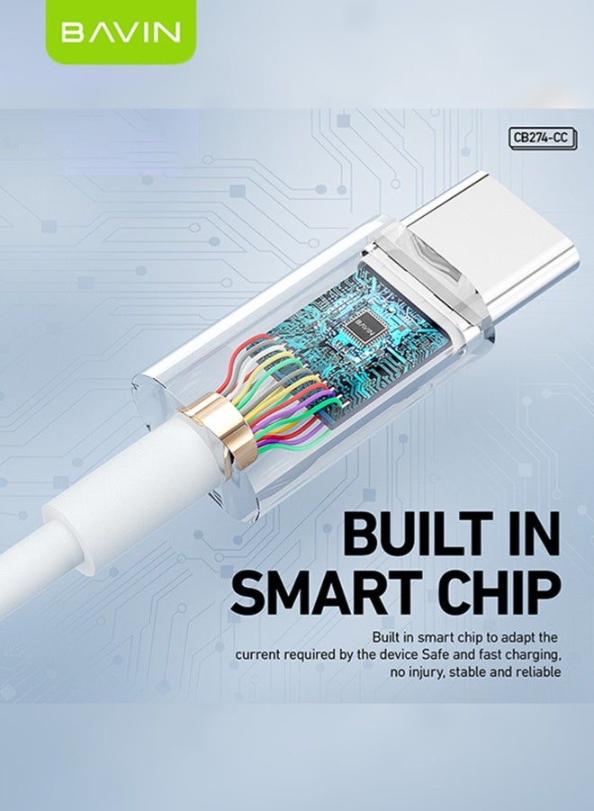 BAVIN USB C Cable 60W, TYPE-C to USB-C Cable 1M, USB C Charger Cable for iPhone 15, Mac Book Pro 2020, iPad Pro 2020, Switch, Samsung Galaxy S20 Plus S9 S8 Plus, Pixel, Huawei P60, Xiaomi, Laptops and lot more - Image 4