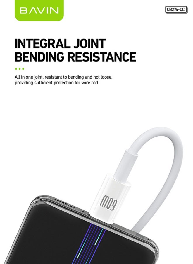 BAVIN USB C Cable 60W, TYPE-C to USB-C Cable 1M, USB C Charger Cable for iPhone 15, Mac Book Pro 2020, iPad Pro 2020, Switch, Samsung Galaxy S20 Plus S9 S8 Plus, Pixel, Huawei P60, Xiaomi, Laptops and lot more - Image 3
