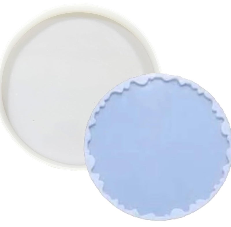 IRIKA Pack of 2 Silicone Molds for Resin Art and Craft 10Inch Round Mold 20mm Depth 8Inch Agate Shape Mold Reusable and Durable - Image 1