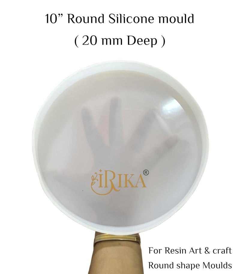 IRIKA Pack of 2 Silicone Molds for Resin Art and Craft 10Inch Round Mold 20mm Depth 8Inch Agate Shape Mold Reusable and Durable - Image 2