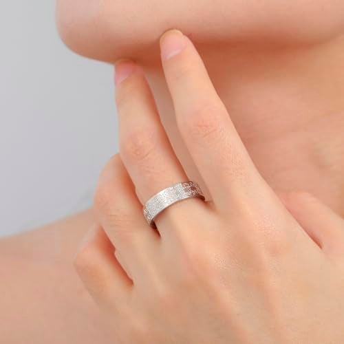 VASSAGO Islamic Ring Ayatul Kursi Ring Muslim Allah Ring for Women Men Arabic Calligraphy Rings Band Religious Ring Islam Eid Ramadan Gifts (silver, 11) - Image 5