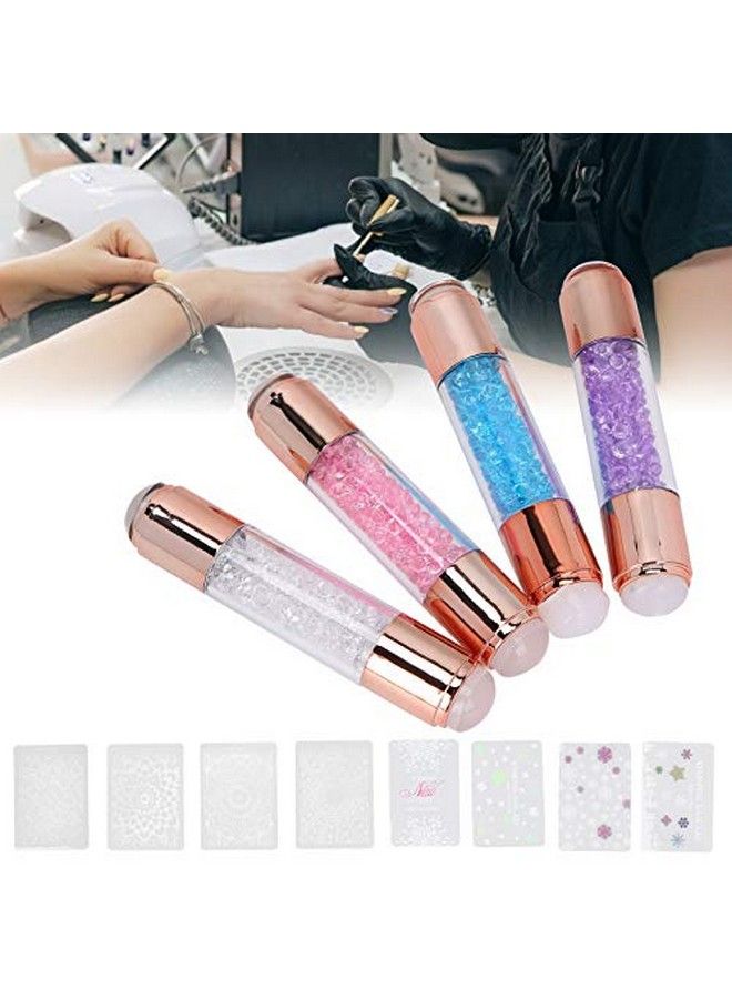 Sonew 4Sets Manicure Art Stampers Silicone Stamp Pens Nail Stamping Plates Double Ended Wnail Seal Plate Manicure Stamp Pen For Home Nail Salon Use - Image 5