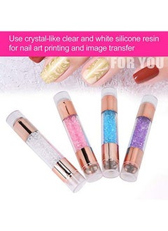 Sonew 4Sets Manicure Art Stampers Silicone Stamp Pens Nail Stamping Plates Double Ended Wnail Seal Plate Manicure Stamp Pen For Home Nail Salon Use  - Image 4
