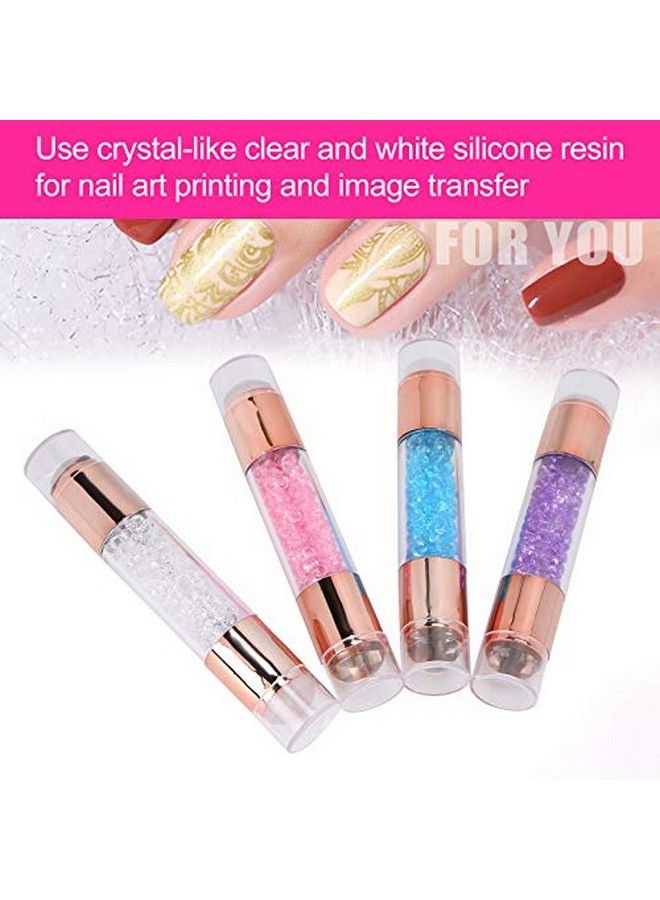 Sonew 4Sets Manicure Art Stampers Silicone Stamp Pens Nail Stamping Plates Double Ended Wnail Seal Plate Manicure Stamp Pen For Home Nail Salon Use - Image 4