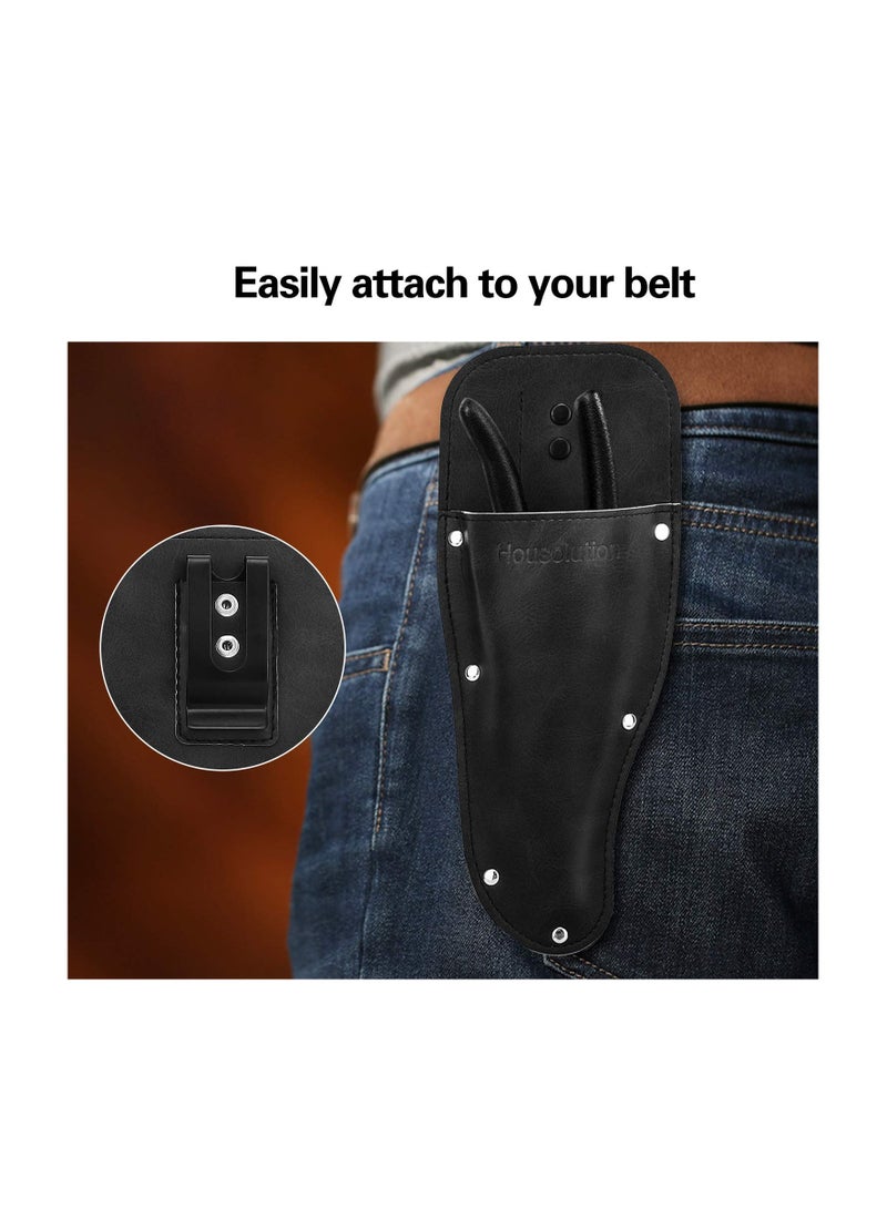 SYOSI Garden Pruner Sheath, Pruner Holster, shears Hanging Pouch Premium PU Leather Holster Protective Case Cover Scabbard, for Hand Pruner, Garden Shears, for Gardening Pruning Shears Scissor, Black - Image 3