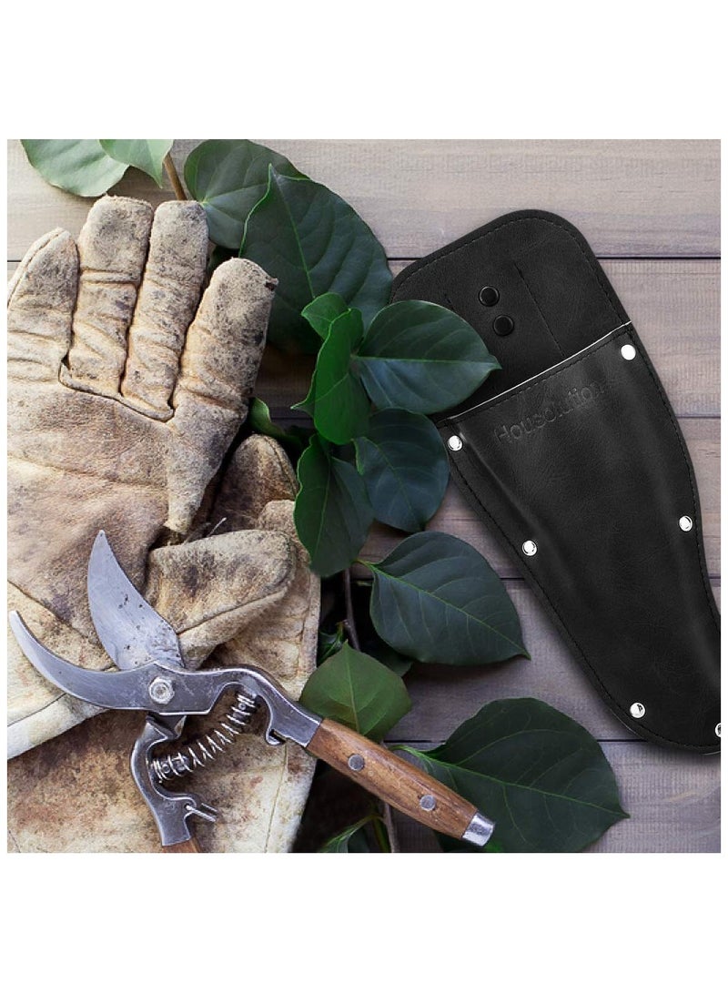 SYOSI Garden Pruner Sheath, Pruner Holster, shears Hanging Pouch Premium PU Leather Holster Protective Case Cover Scabbard, for Hand Pruner, Garden Shears, for Gardening Pruning Shears Scissor, Black - Image 5